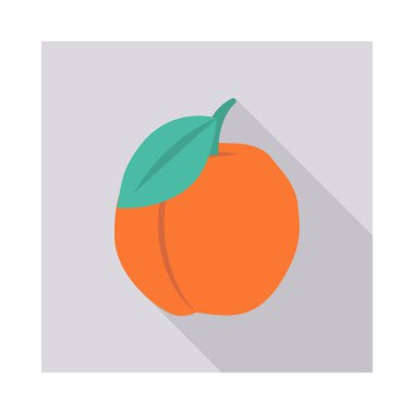 Şeftali meyve düz simgesi, vektör, illüstrasyon