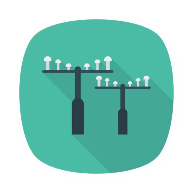 elektrik direkleri düz simgesi beyaz arka plan, vektör, illüstrasyon izole