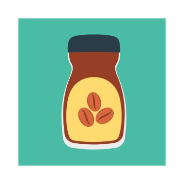 kahve çekirdekleri düz simgesi, vektör, illüstrasyon ile şişe  