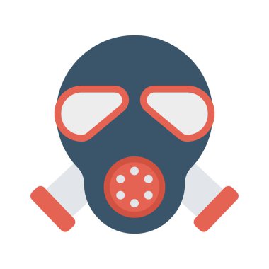 Solunum maskesi düz simgesi beyaz arka plan, vektör, illüstrasyon izole    