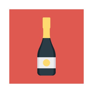 şarap şişesi düz simgesi, vektör, illüstrasyon