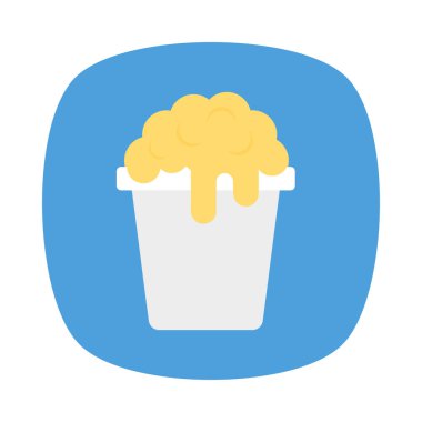 patlamış mısır düz simgesi beyaz arka plan, vektör, illüstrasyon izole 