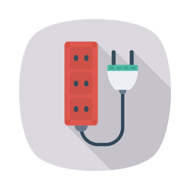 uzatma kablosu ile fiş düz simgesi, vektör, illüstrasyon 