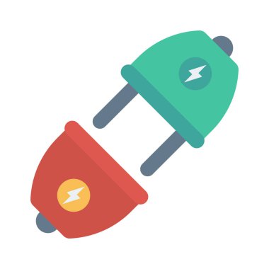 uzatma kablosu ile fiş düz simgesi, vektör, illüstrasyon 