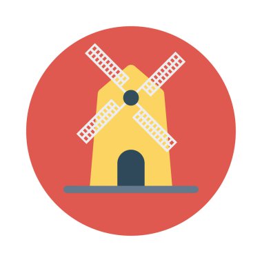 yel değirmeni düz simgesi, vektör, illüstrasyon