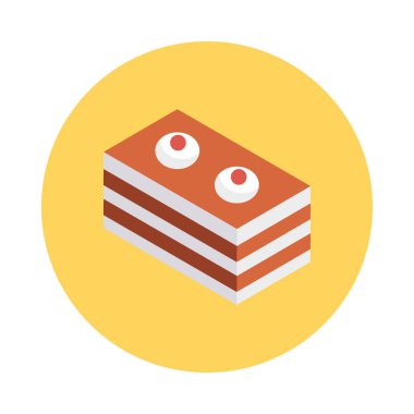 tatlı kek düz simgesi, vektör, illüstrasyon