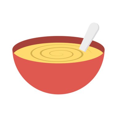 çorba kase kaşık vektör çizim 