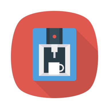 kahve makinesi düz simgesi, vektör, illüstrasyon