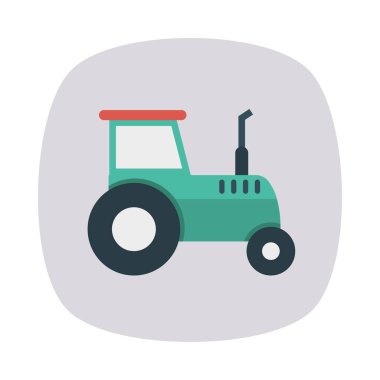 Traktör düz simgesi, vektör, illüstrasyon, tarım kavramı  