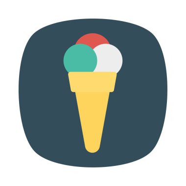 dondurma koni düz simgesi, vektör, illüstrasyon 