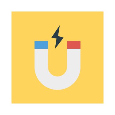 Mıknatıs çekmek güç beyaz arka plan, vektör, illüstrasyon izole düz simge