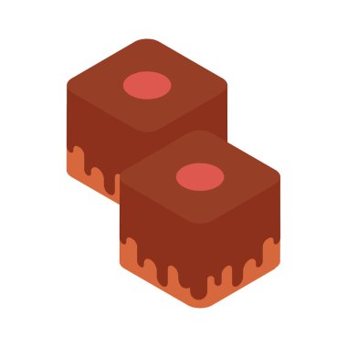 Çikolatalı kek dilimleri düz kutsal kişilerin resmi, vektör, illüstrasyon