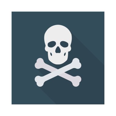 kafatası ölüm düz simgesi beyaz arka plan, vektör, illüstrasyon izole   