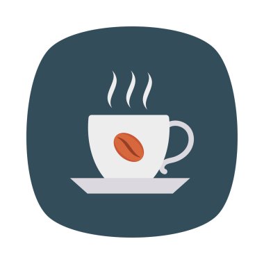 Kahve Kupası düz simgesi, vektör, illüstrasyon