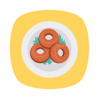 tatlı çörek düz simgesi, vektör, illüstrasyon