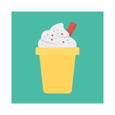 tatlı dondurma düz simgesi, vektör, illüstrasyon 