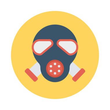 Solunum maskesi düz simgesi beyaz arka plan, vektör, illüstrasyon izole    