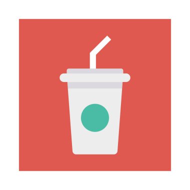 gazoz Kupası düz simgesi, vektör, illüstrasyon