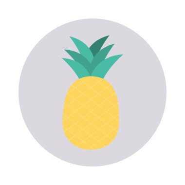 ananas meyve düz simgesi, vektör, illüstrasyon