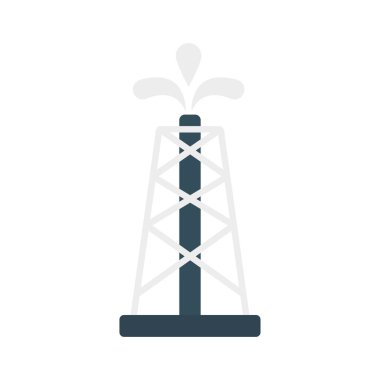 petrol sondaj platformu düz simgesi izole beyaz arka plan, vektör, illüstrasyon, endüstri kavramı 