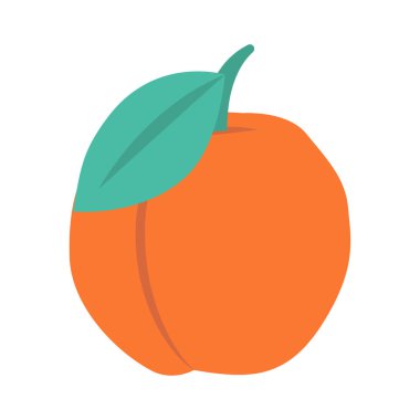 Şeftali meyve düz simgesi, vektör, illüstrasyon