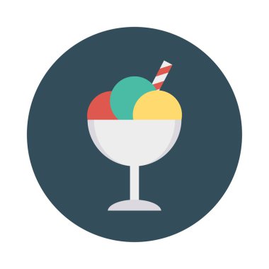 kase dondurma düz simgesi, vektör, illüstrasyon