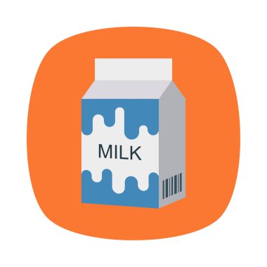 süt paketi düz simgesi beyaz arka plan, vektör, illüstrasyon izole