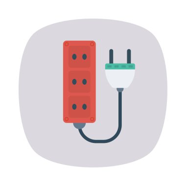 uzatma kablosu ile fiş düz simgesi, vektör, illüstrasyon 