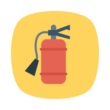 Yangın söndürücü silindir düz simgesi beyaz arka plan, vektör, illüstrasyon izole  