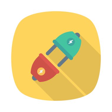 uzatma kablosu ile fiş düz simgesi, vektör, illüstrasyon 