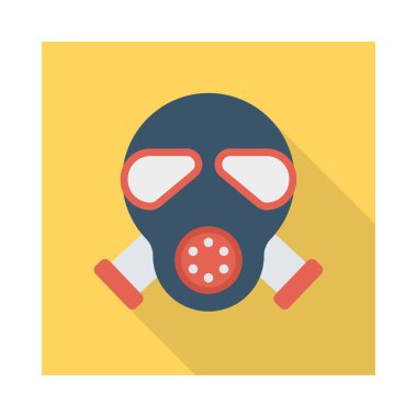 Solunum maskesi düz simgesi beyaz arka plan, vektör, illüstrasyon izole    