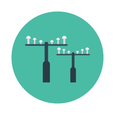 elektrik direkleri düz simgesi beyaz arka plan, vektör, illüstrasyon izole