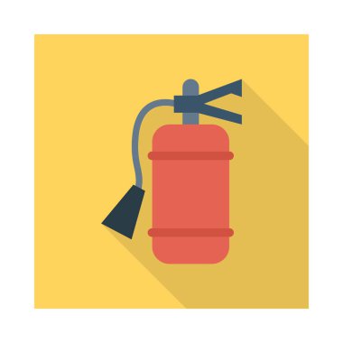 Yangın söndürücü silindir düz simgesi beyaz arka plan, vektör, illüstrasyon izole  