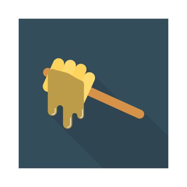 kepçe ile bal düz simgesi, vektör, illüstrasyon