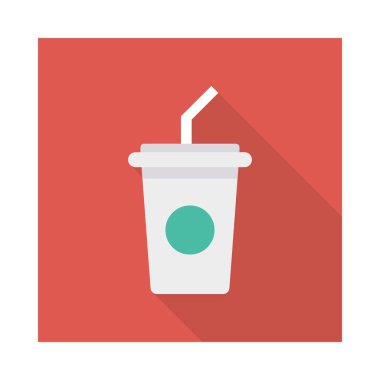 gazoz Kupası düz simgesi, vektör, illüstrasyon