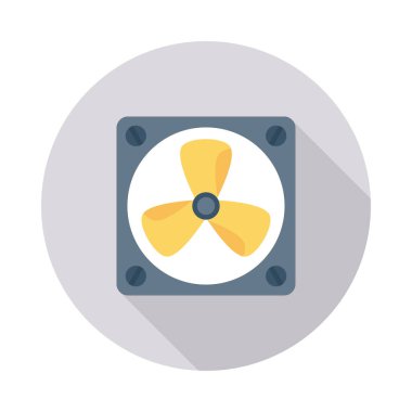 fan düz simgesi beyaz arka plan, vektör, illüstrasyon izole üfleme