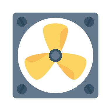 fan düz simgesi beyaz arka plan, vektör, illüstrasyon izole üfleme