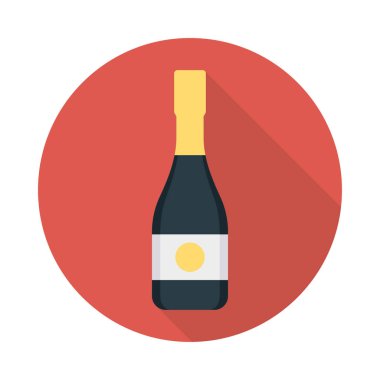 şarap şişesi düz simgesi, vektör, illüstrasyon