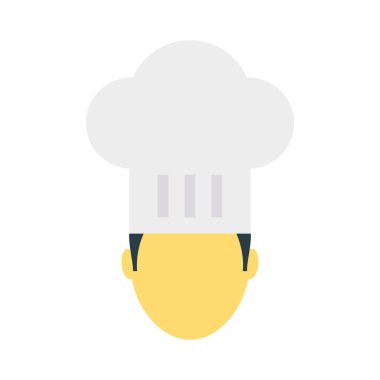 aşçı şapkası düz simgesi beyaz arka plan, vektör, illüstrasyon izole