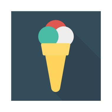 dondurma koni düz simgesi, vektör, illüstrasyon 