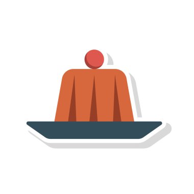 tatlı pasta plaka düz simgesi, vektör, illüstrasyon