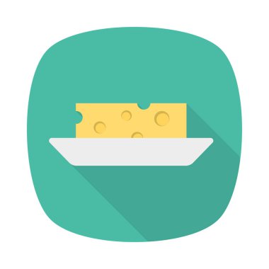 Düz plaka simgesi, vektör, illüstrasyon peynir dilimi  