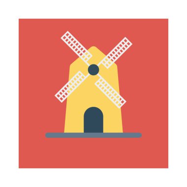 yel değirmeni düz simgesi, vektör, illüstrasyon