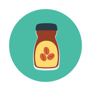 kahve çekirdekleri düz simgesi, vektör, illüstrasyon ile şişe  