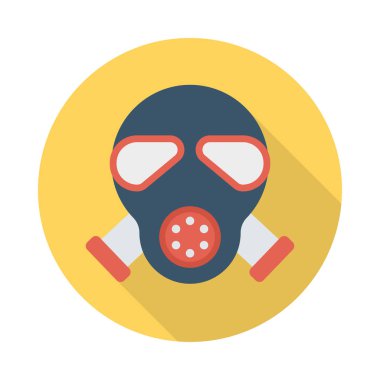 Solunum maskesi düz simgesi beyaz arka plan, vektör, illüstrasyon izole    