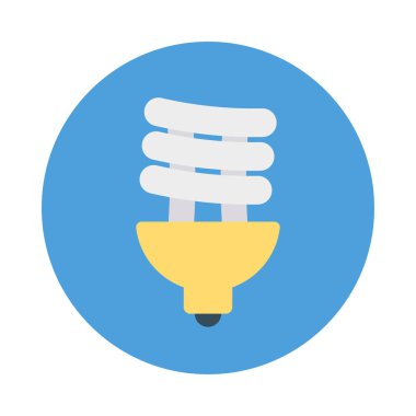 enerji tasarruflu ampul düz simgesi, vektör, illüstrasyon