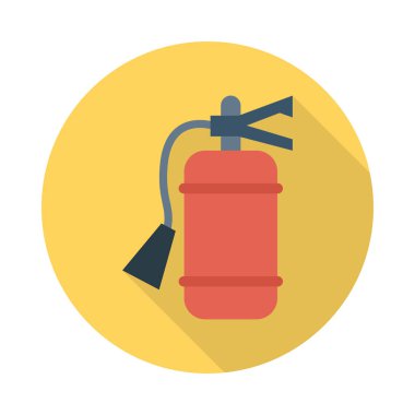 Yangın söndürücü silindir düz simgesi beyaz arka plan, vektör, illüstrasyon izole  