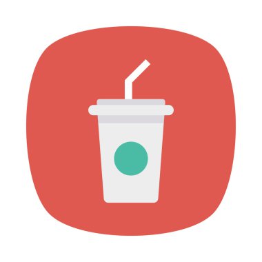 gazoz Kupası düz simgesi, vektör, illüstrasyon