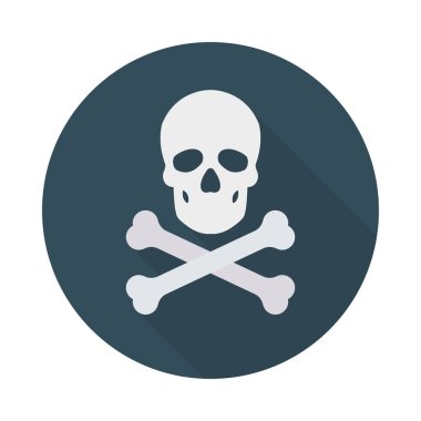 kafatası ölüm düz simgesi beyaz arka plan, vektör, illüstrasyon izole   