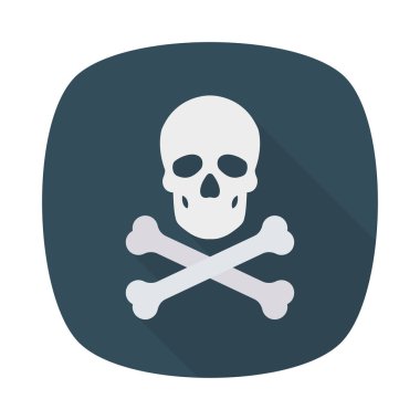 kafatası ölüm düz simgesi beyaz arka plan, vektör, illüstrasyon izole   